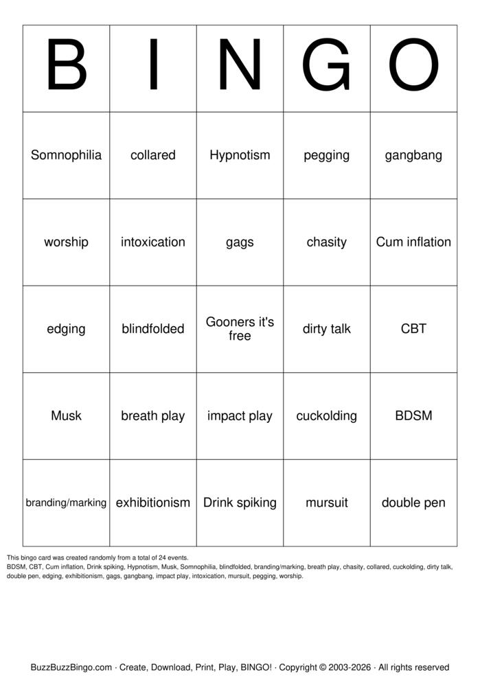 Download Free  Kink Bingo Bingo Cards