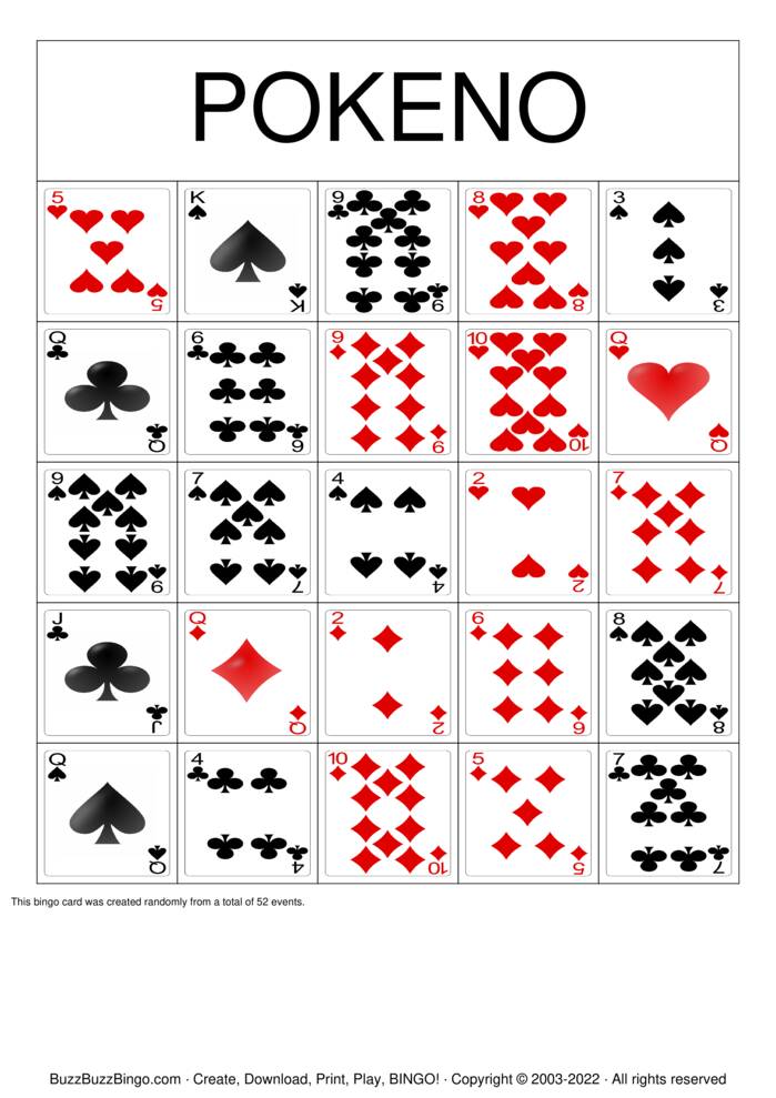 Download Free Pokeno Bingo Cards