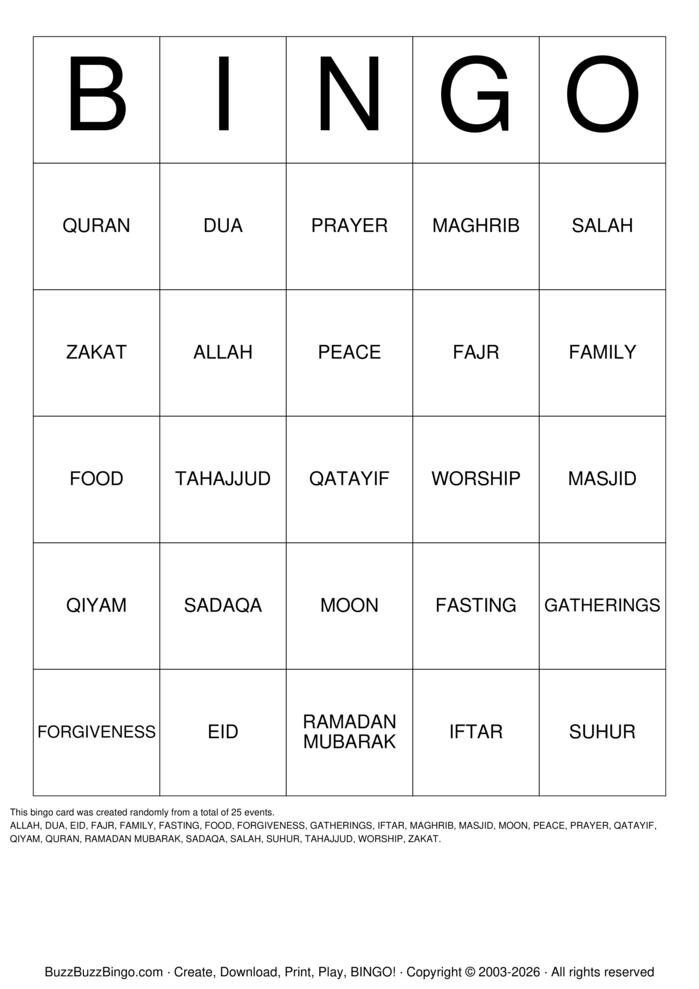Download Free Ramadan & Eid Bingo Cards Download Free Ramadan & Eid Bingo Cards