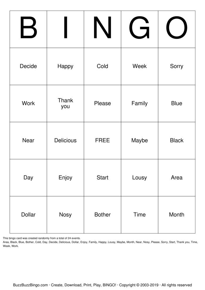 Download Free ASL Bingo Cards Download Free ASL Bingo Cards