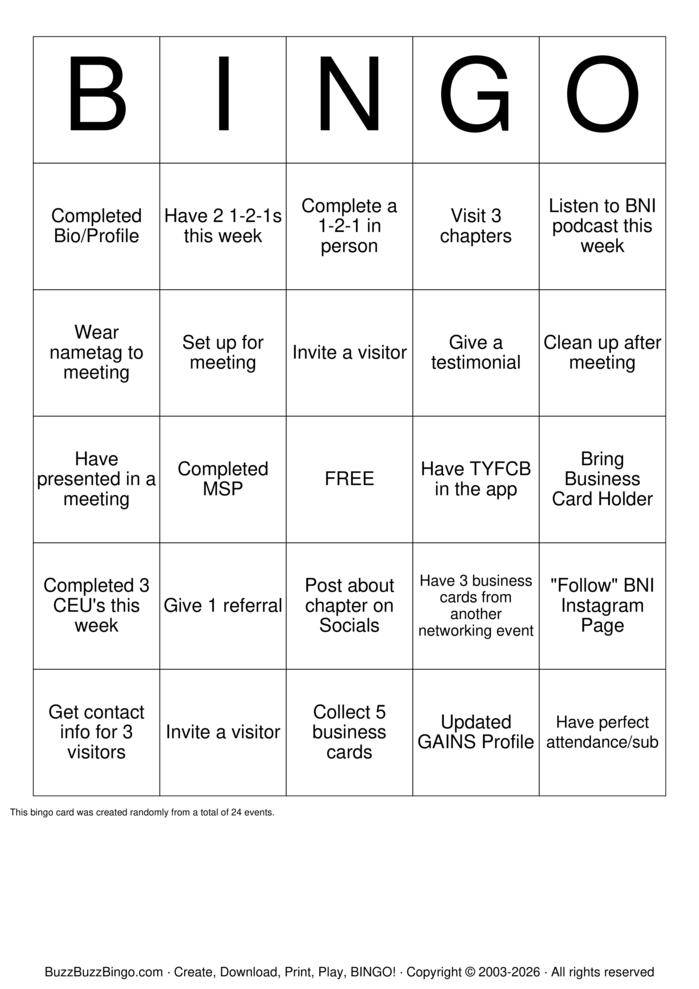 Download Free BNIgo Bingo Cards Download Free BNIgo Bingo Cards