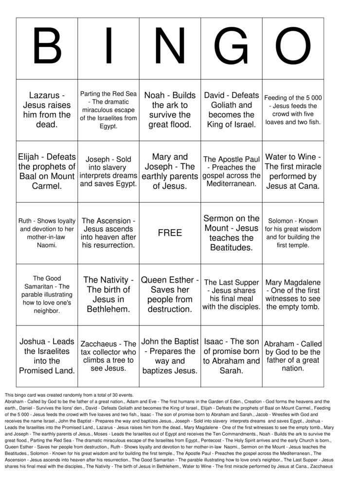 Download Free Bible Olympics Bingo Cards Download Free Bible Olympics Bingo Cards
