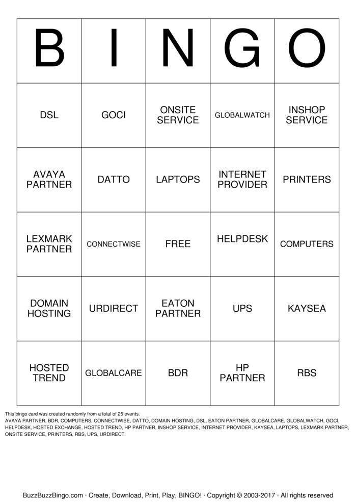 Download Free Custom Bingo Cards Download Free Custom Bingo Cards