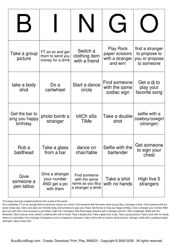 Download Free DRunk Bingo Cards Download Free DRunk Bingo Cards