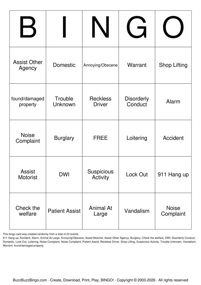 Download Free Dispatch Bingo! Bingo Cards