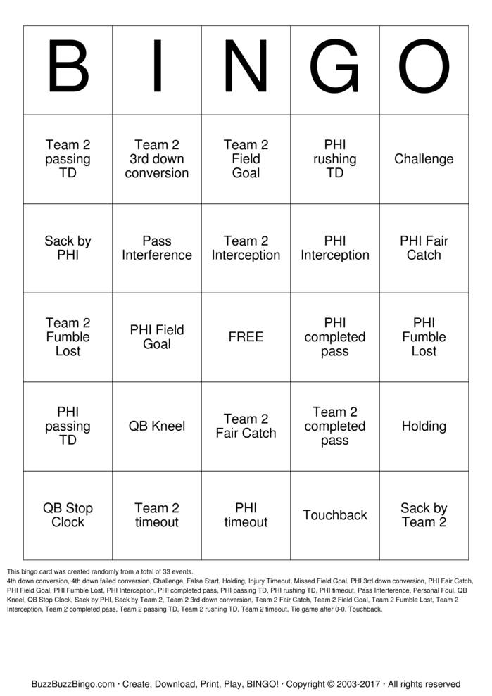 Football Bingo Cards To Download Print And Customize 