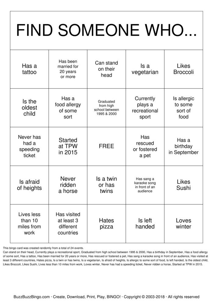 Download Free Getting to Know you! Bingo Cards