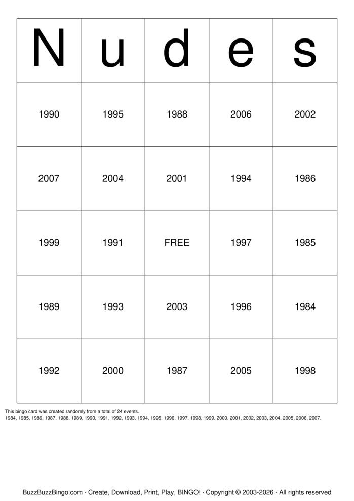 Download Free NUDES OF THE YEAR Bingo Cards Download Free NUDES OF THE YEAR Bingo Cards
