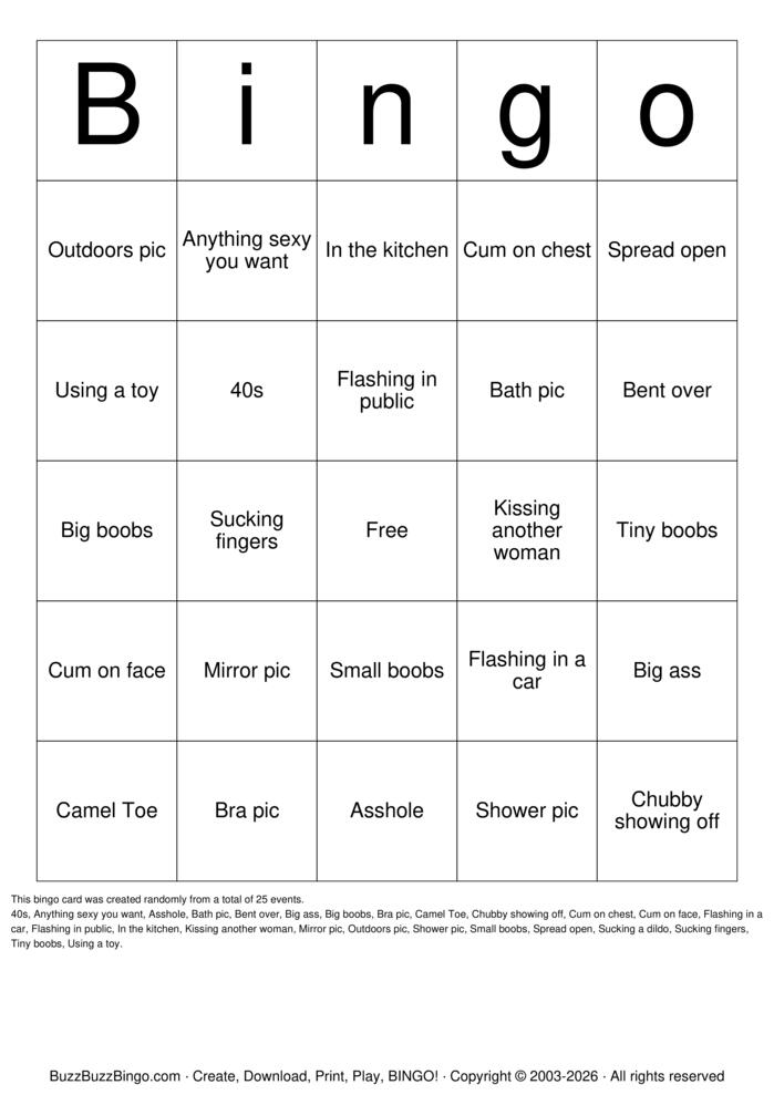 Download Free Nude Bingo Bingo Cards