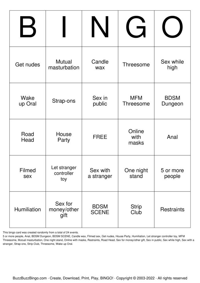 Download Free Sex Act Bingo Bingo Cards