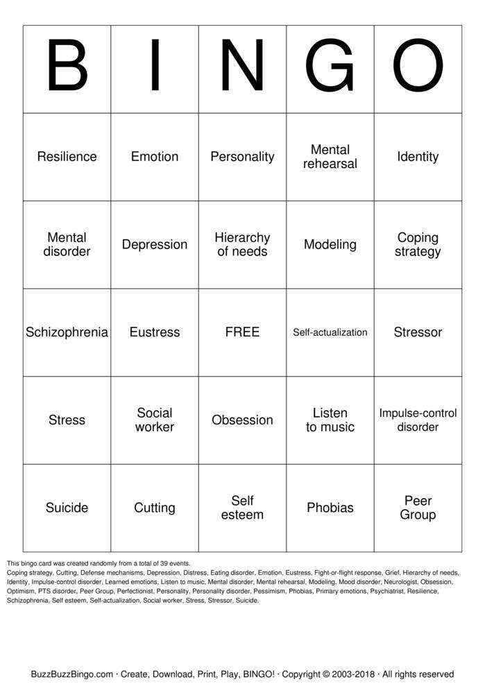 stress bingo Bingo Cards to Download, Print and Customize!