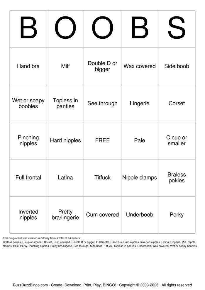 Download Free Boobs Bingo Cards Download Free Boobs Bingo Cards
