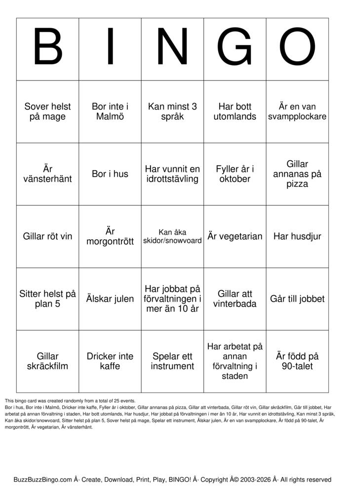 Download Free Custom Bingo Cards