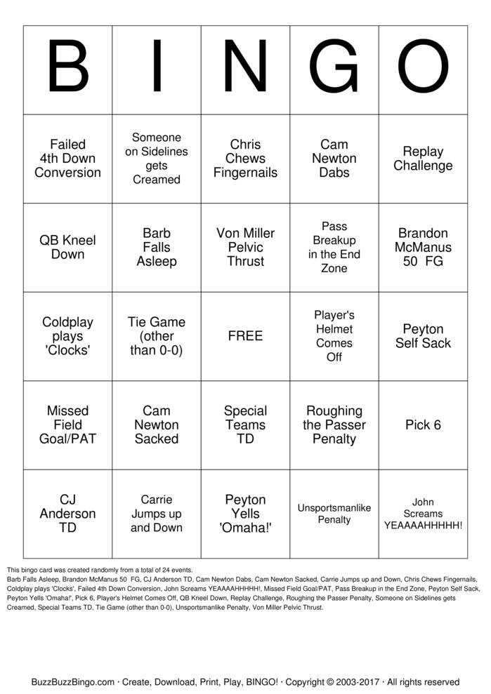 Download Free Custom Bingo Cards