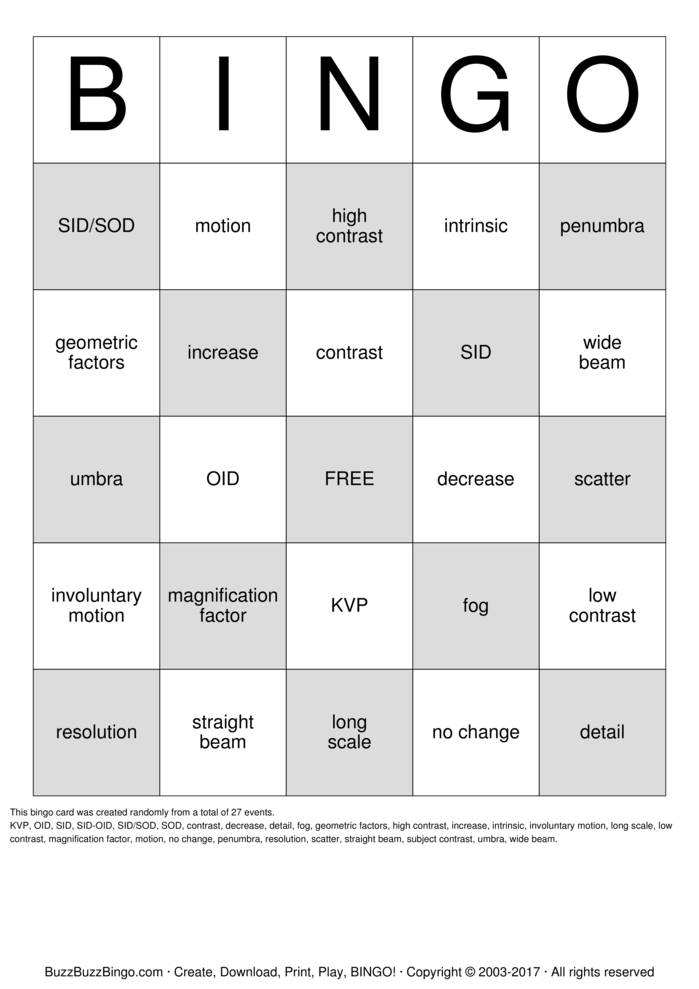 Download Free Exposure Bingo!! Bingo Cards