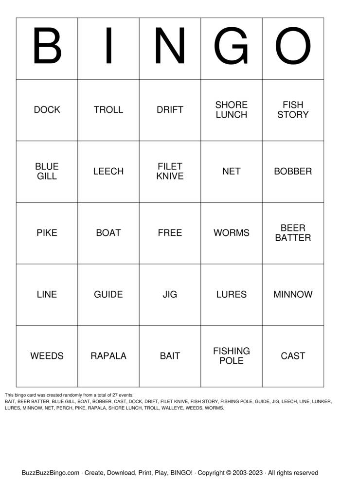 Download Free FISHN Bingo Cards Download Free FISHN Bingo Cards