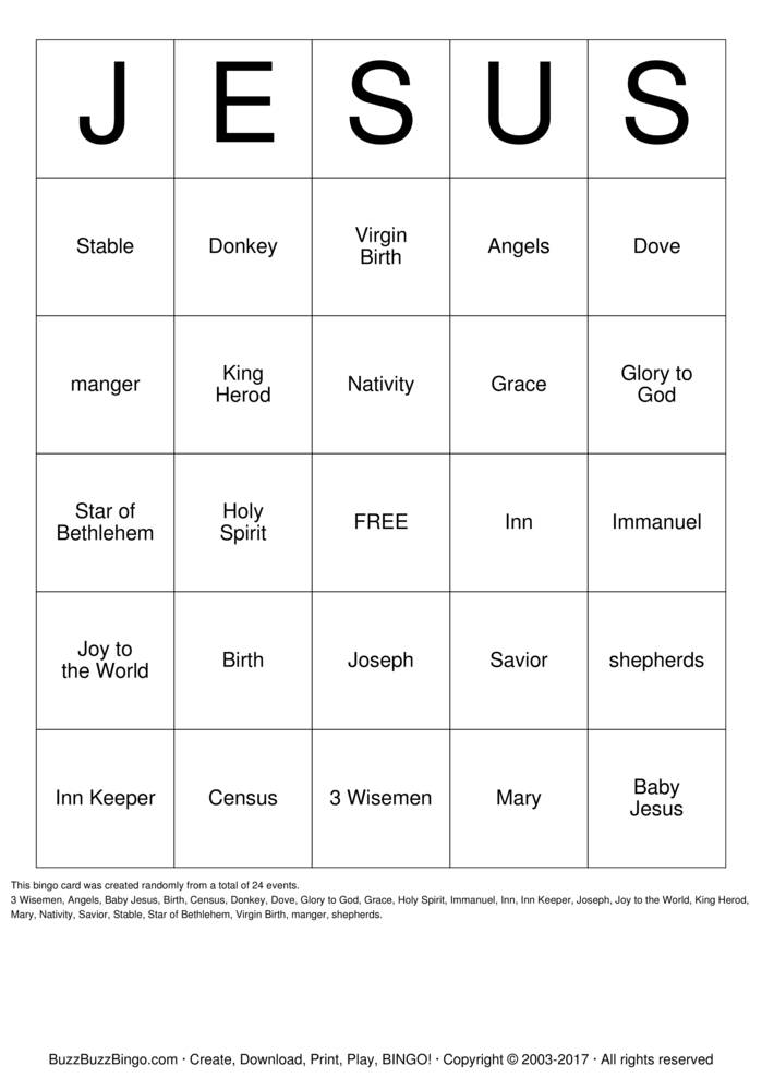 Jesus Bingo Cards to Download, Print and Customize!