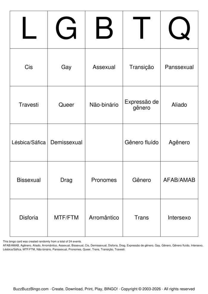 Download Free LGBTQ Bingo Cards Download Free LGBTQ Bingo Cards