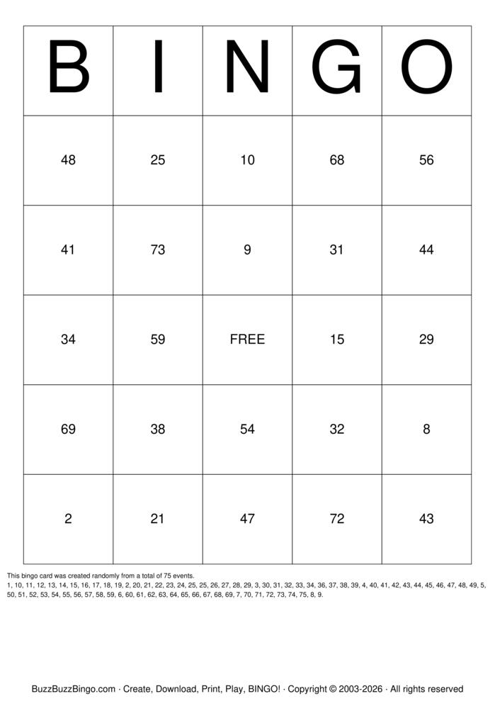 Download Free Reverse bingo Bingo Cards Download Free Reverse bingo Bingo Cards