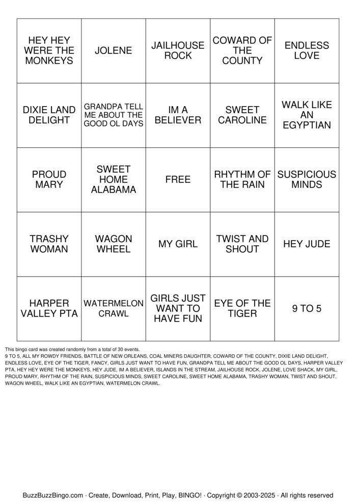 Download Free SINGO Bingo Cards Download Free SINGO Bingo Cards