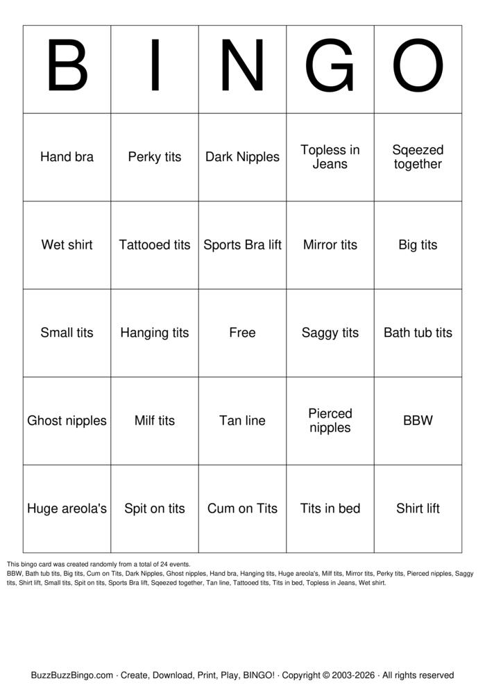 Download Free TITTY BINGO Bingo Cards Download Free TITTY BINGO Bingo Cards