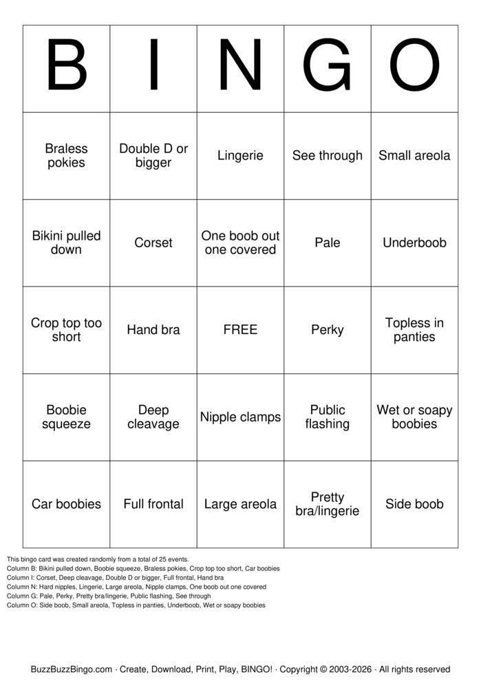 Download Free Boobs Bingo Cards Download Free Boobs Bingo Cards
