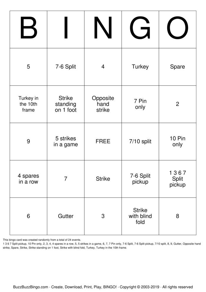 CR Bowling Party Bingo Cards to Download, Print and Customize!