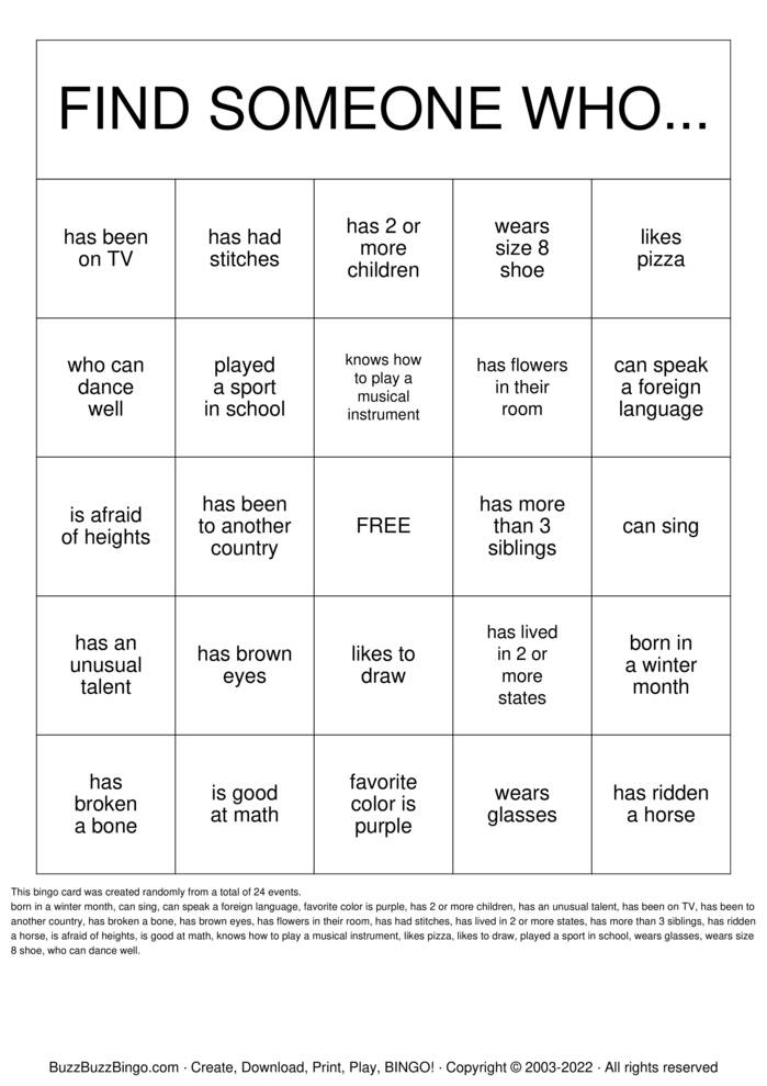 Getting to Know you! Bingo Cards to Download, Print and Customize!