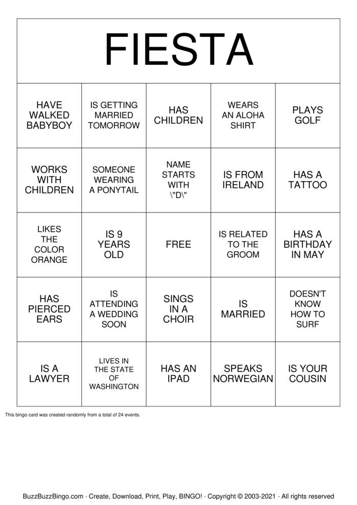 ICEBREAKER FIESTA Bingo Cards to Download, Print and Customize!
