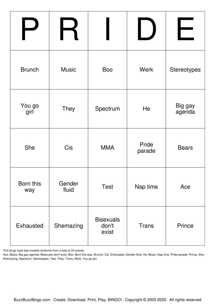 Download Free Pride Bingo Cards