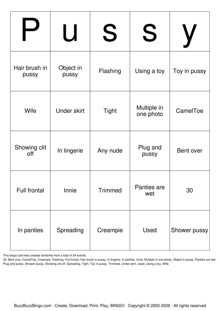 Download Free Pussy Bingo Cards Download Free Pussy Bingo Cards