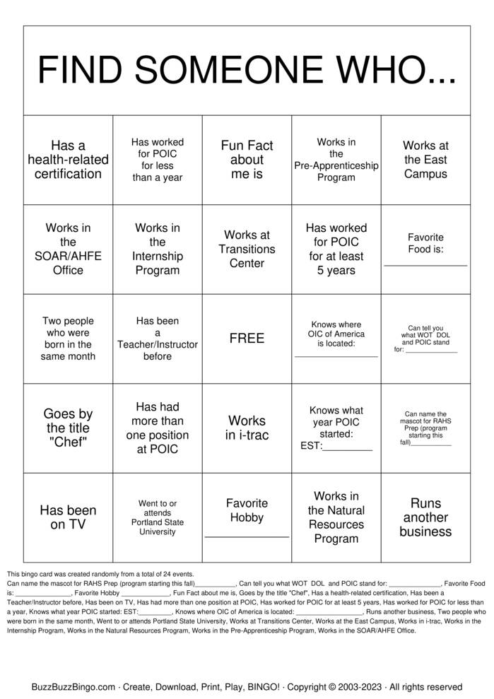 Download Free WOT STAFF BINGO Bingo Cards