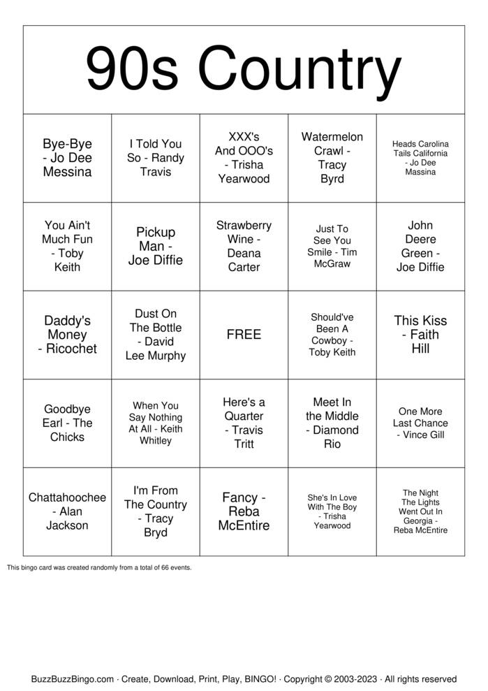 Download Free Custom Bingo Cards