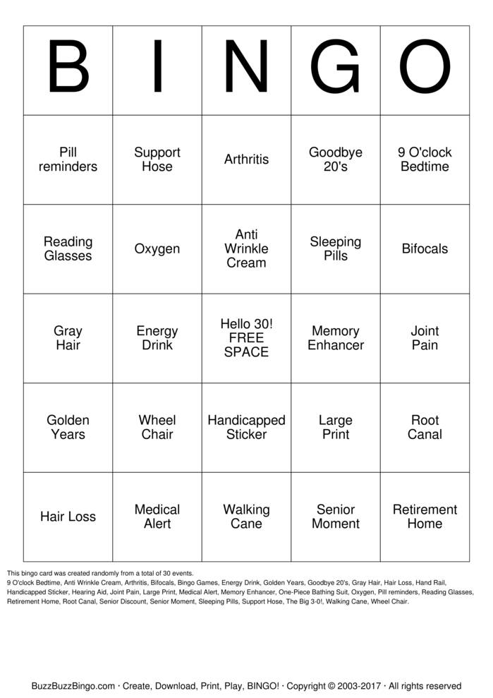 ERIN'S 30th Birthday! Bingo Cards to Download, Print and Customize!