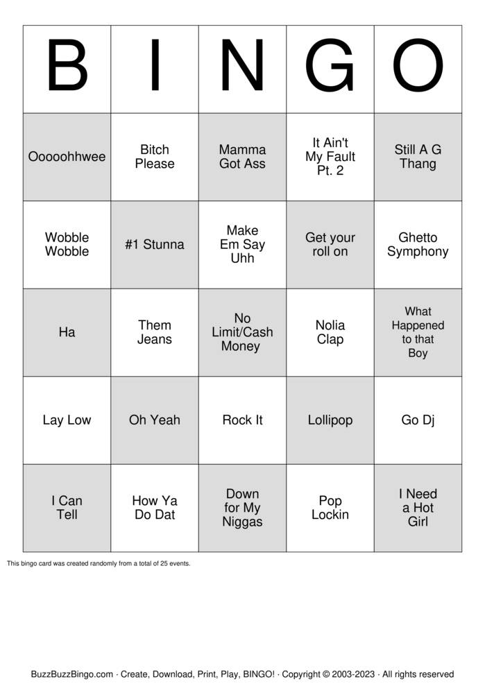 Download Free No Limit/Cash Money Bingo Cards