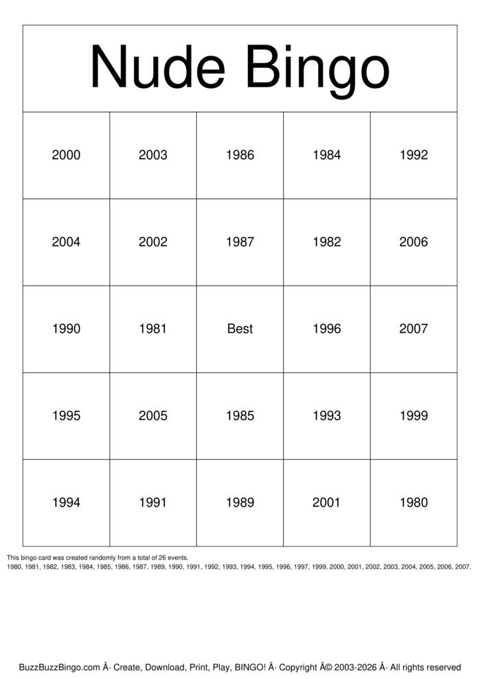 Download Free Nude Bingo Bingo Cards