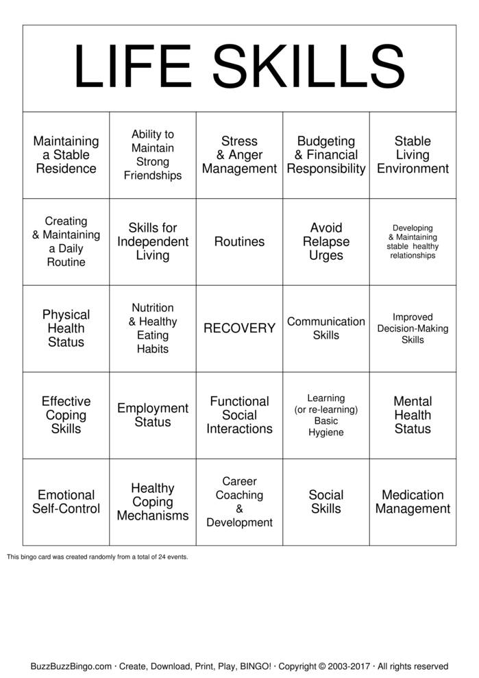 Download Free ADDICTION Bingo Cards