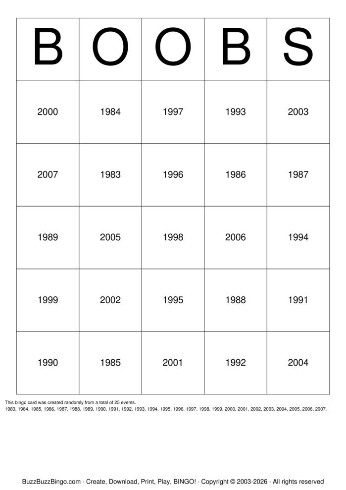 Download Free Boobs Bingo Cards Download Free Boobs Bingo Cards