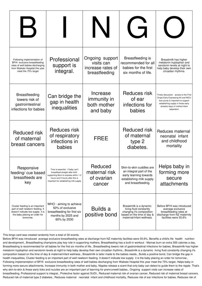 Download Free Breastfeeding Bingo Bingo Cards Download Free Breastfeeding Bingo Bingo Cards