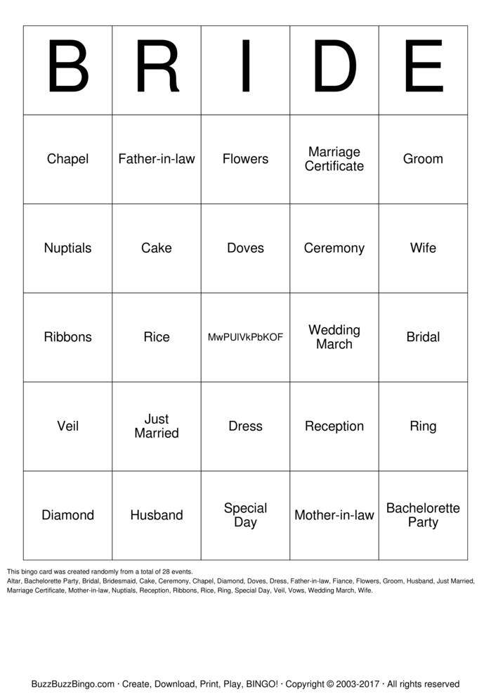 Bridal Shower Bingo Cards to Download, Print and Customize!