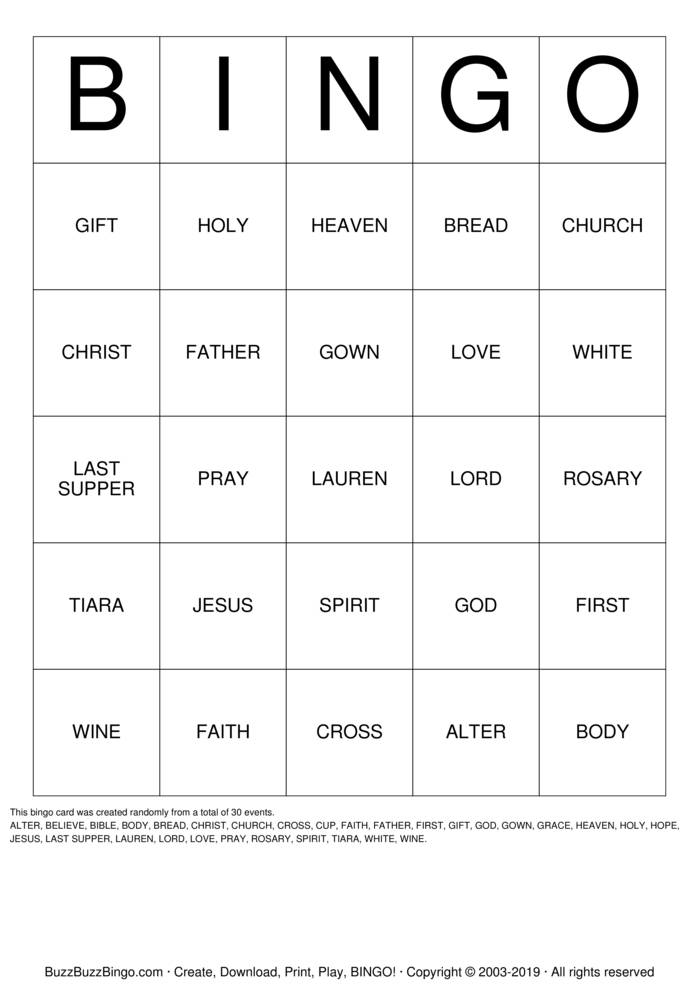 Download Free FAITH Bingo Cards