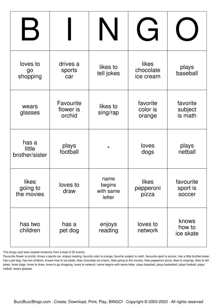 HUMAN BINGO Bingo Cards to Download, Print and Customize!