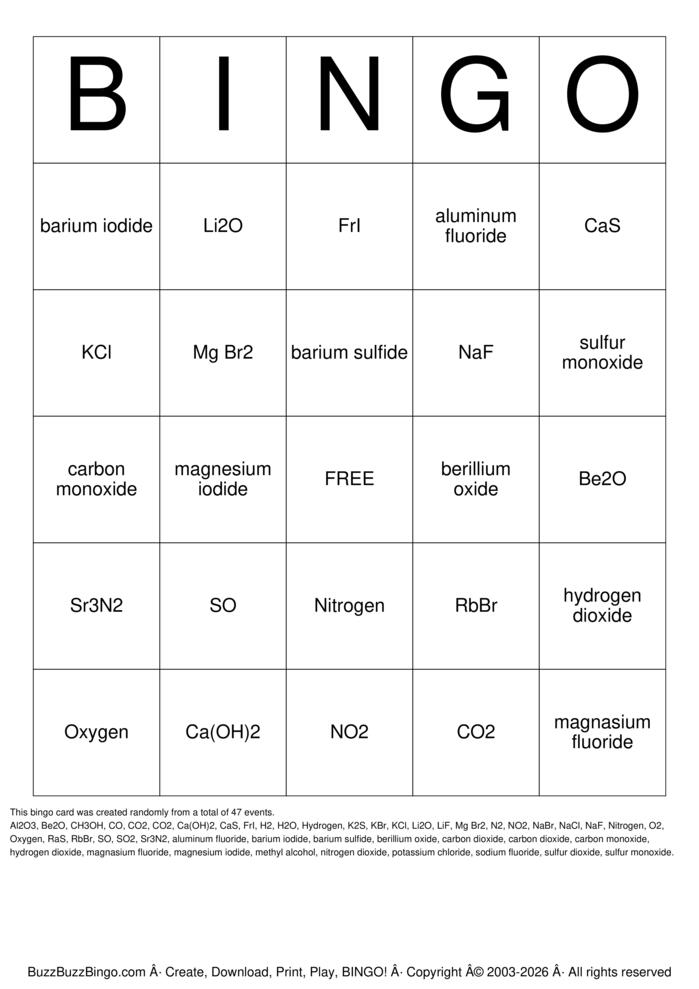 Download Free Naming Compounds Bingo Cards Download Free Naming Compounds Bingo Cards