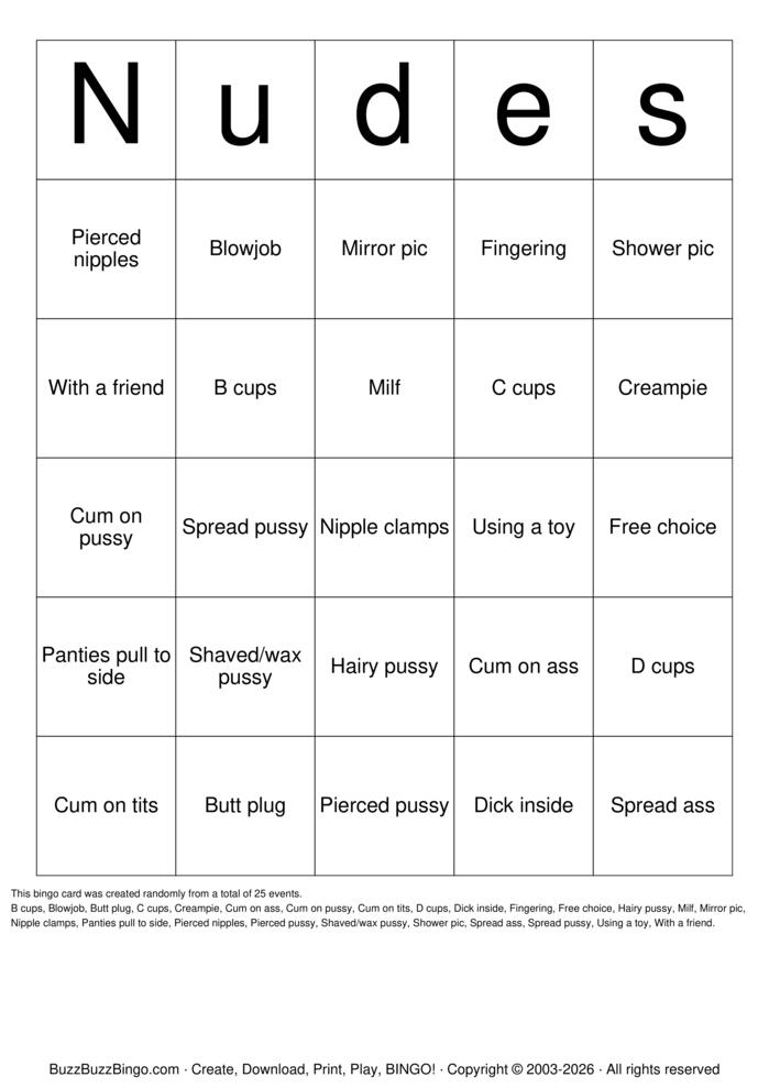 Download Free Nude Bingo Bingo Cards Download Free Nude Bingo Bingo Cards