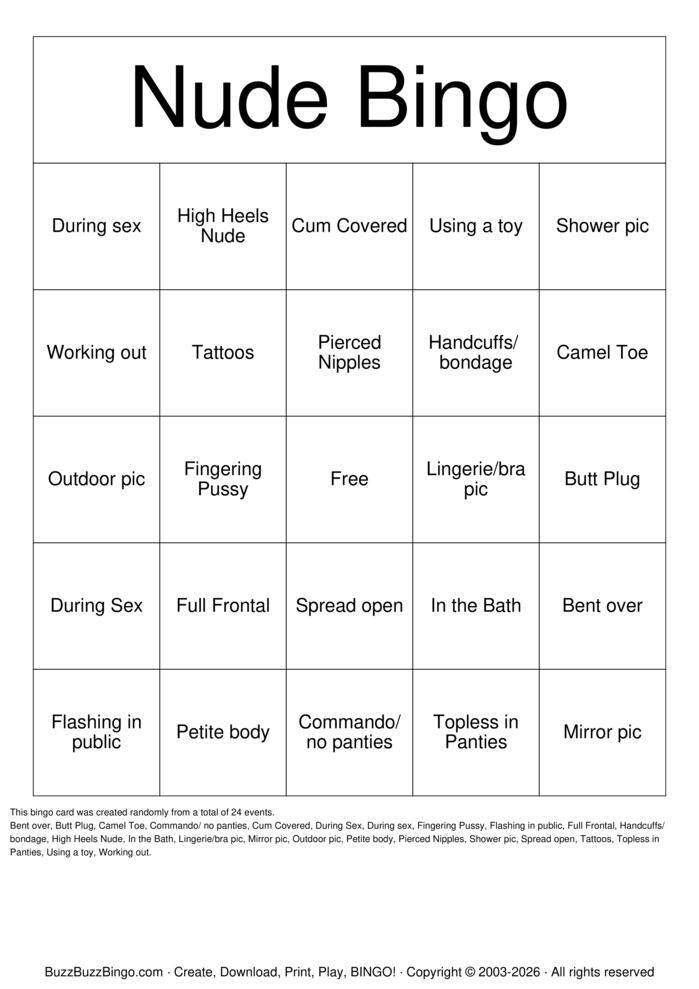 Download Free Nude Bingo Bingo Cards Download Free Nude Bingo Bingo Cards