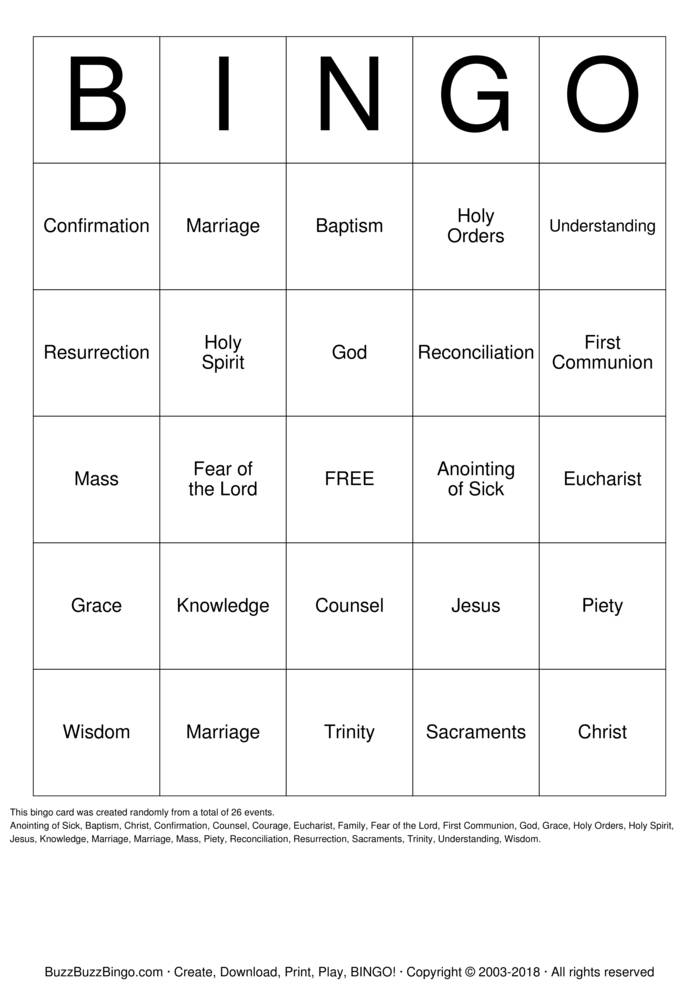 Download Free Religion Class Bingo Cards Download Free Religion Class Bingo Cards