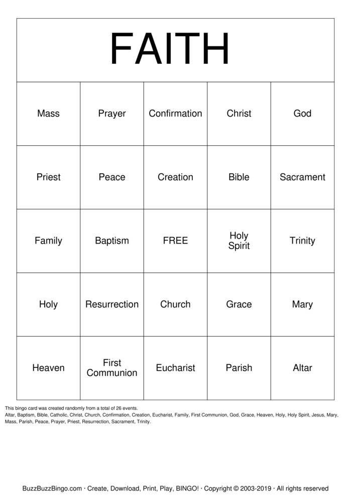 Religion Class Bingo Cards to Download, Print and Customize!