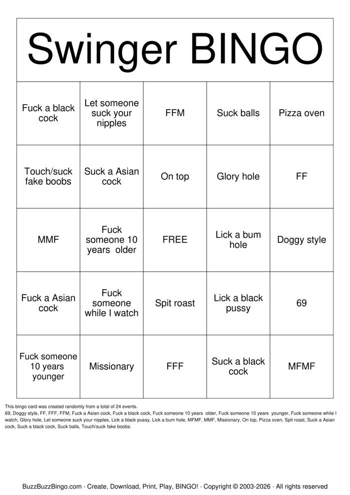 Download Free Swinger Bingo Bingo Cards Download Free Swinger Bingo Bingo Cards