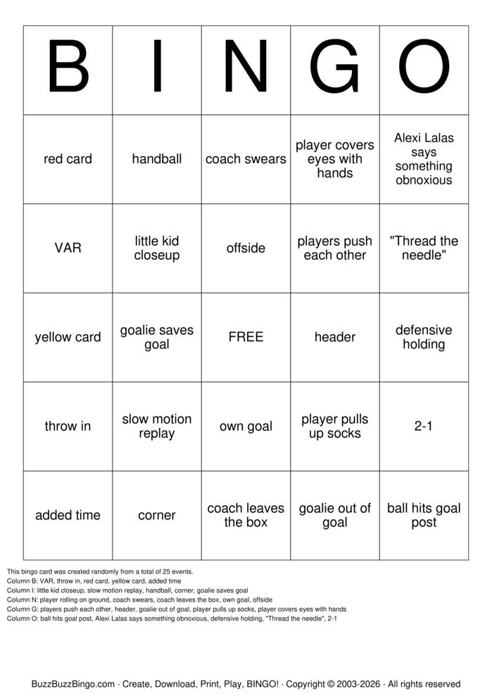 Download Free World Cup Bingo Cards