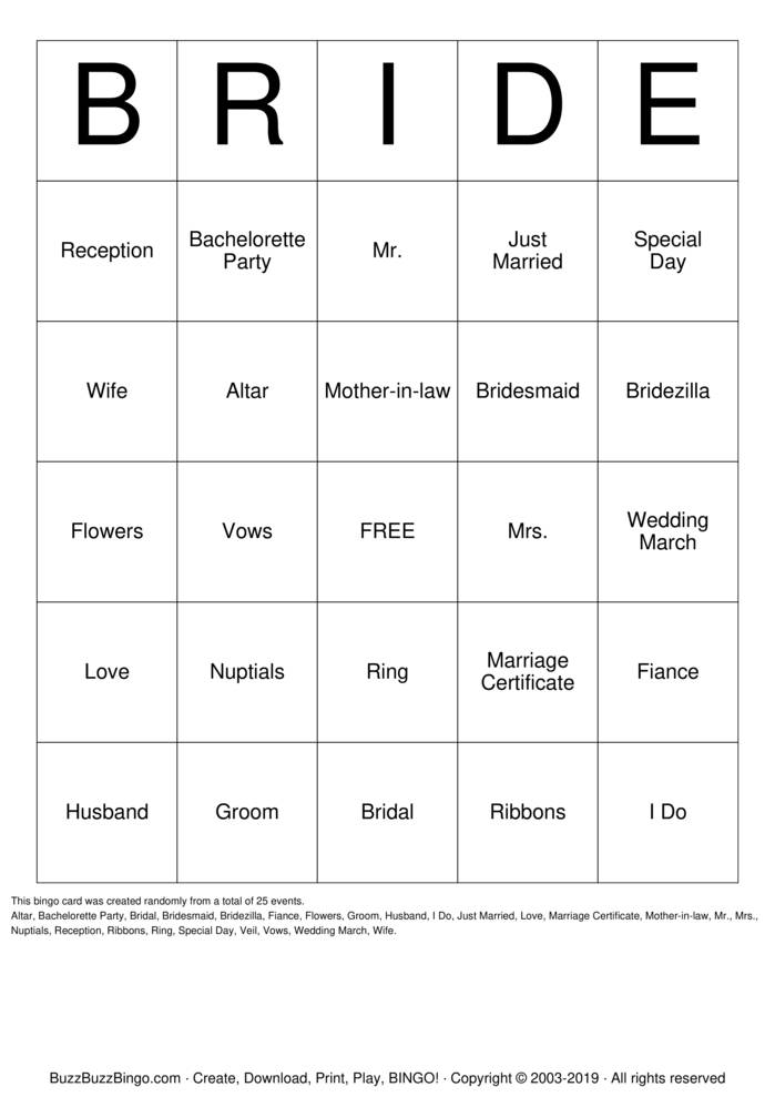 Bridal Shower Bingo Cards to Download, Print and Customize!